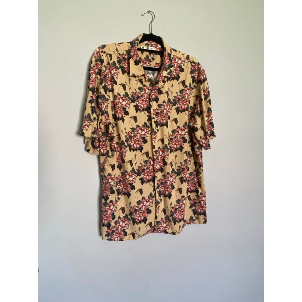 Uniqlo MFA Boston Shirt Japanese Art Open Neck Men Size L Ukiyo-e